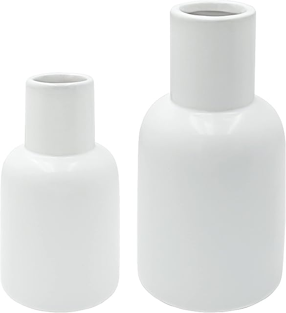 White Vase Set of 2 Ceramic Vase For Pampas Grass Living Room Bedroom accessories Dried Flower Vase Room Decoration boho vase Decorative Small Floor Table Ornaments Modern home decor Matte Vase