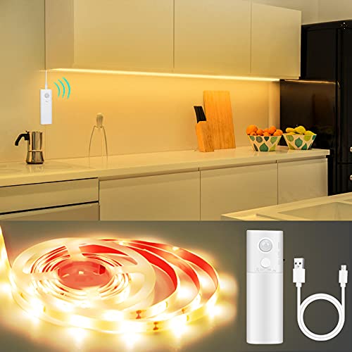 Lacasa Motion Sensor Under Cabinet Lights, 6.56ft LED Strip Lights Warm White, Push On/Off Option, Peel and Stick Strong Adhesive, for Kitchen, Under Counter Lights, Wardrobe, USB Rechargeable Battery Lacasa Motion Sensor Under Cabinet Lights, 6.56ft LED Strip Lights Warm White, Push On/Off Option, Peel and Stick Strong Adhesive, for Kitchen, Under Counter Lights, Wardrobe, USB Rechargeable Battery