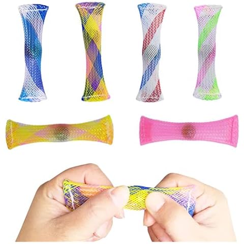 mciskin Fidget Toys, Mesh Tube with Marble Fidget Toy,Braided Mesh Tube with Marble Stress Relief Toy,Stress Relieve toy,Soothing Marble Fidgets for ADHD ADD Autism(6PCS Cover