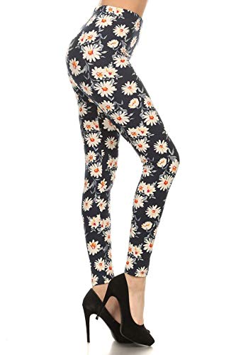 R592-PLUS Fancy Daisies Print Fashion Leggings
