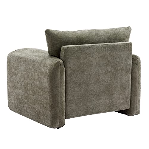 Merax Modern Style Chenille Oversized Armchair, Accent Chair, 38.6’’ W Single Sofa, For Living Room, Bedroom, Matcha Green #TOP7