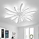 YUNLONG 78cm Deckenventilator mit Beleuchtung DC Großer Deckenlampe mit Ventilator und Fernbedienung Dimmbar Sommer/winter Deckenventilator mit Lampe Leise Moderne für Schlafzimmer Wohnzimmer,Weiß