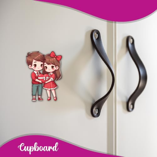 Image of Bhai Please Couple with Heart Theme Wooden Fridge Magnet - Couple Gift