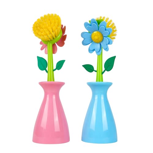 JANKOW Brosse à légumes et fruits long manche, 2 pcs bleu/rose