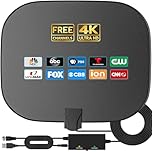 TV Antennas for Free Channels Canada， 2200+ Mile Long Range - 2026 Upgraded Digital TV Antenna Indoor with 360°Amplifier Signal Booster for 4K HDTV & Old TV-18FT Coax Cable