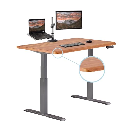 Vari ComfortEdge 48x30 Inch Electric Standing Desk – Height Adjustable Sit Stand VariDesk with Memory Presets, Sloped Edge, 220 LB Capacity + Tool-Free Assembly (Butcher Block)