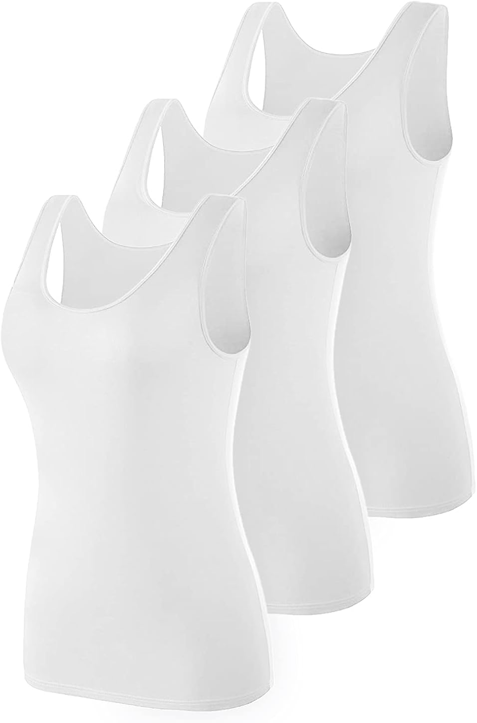 Coconuda® Confezione da 3 Canottiera Donna Cotone Bielastico Elasticizzato  Spalla Larga o Stretta Cannottiere Canotta Donna Elegante Maglia Intima  Donna Magliette Top lencicol Corpetti e canottiere Moda