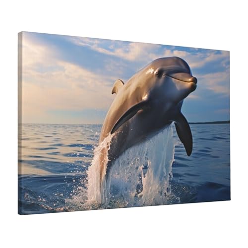 Impression HD dauphin sur toile tendue durable de 40x61 cm