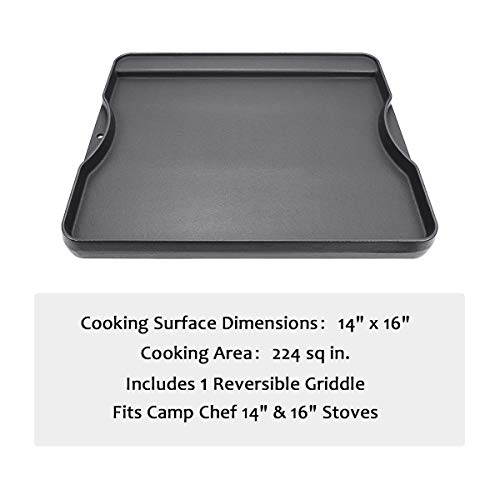 Utheer Reversible Grill Griddle For All Camp Chef 14" & 16" Stoves Cast Iron Griddle, For Camp Chef Explorer 2-Burner Stove,3-Burner, Single Burner Outdoor Stove, 1 Pack #TOP2