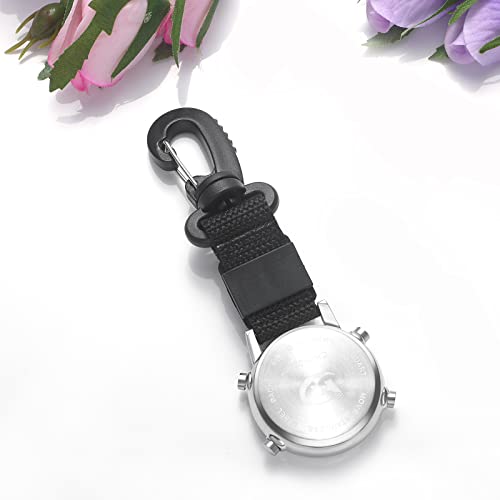 Image of JewelryWe Men Women Digital Clip Watch Mini Microlight Backpack Buckle Belt fob Watches for Rock Climbing Doctors Nurses Chefs for Mother's Day