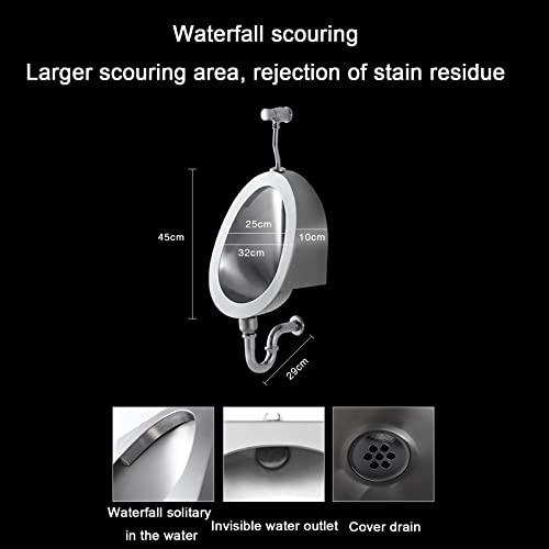 Urinale Badezimmer Moderne Toilettenschüssel, wandmontierte Induktionsentwässerung, öffentliche Toilette, gewerbliche Badezimmer-Trichtertoilette, auslaufsicher aus Edelstahl 304, für Hotel, – Bild 3