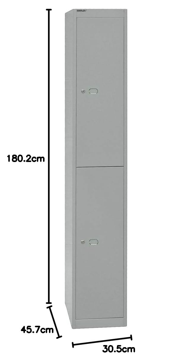 BISLEY Garderobenschrank Office, 1 Abteil, 2 Fächer, T 457 mm, Metall, 355 Silber, 45.7 x 30.5 x 180.2 cm