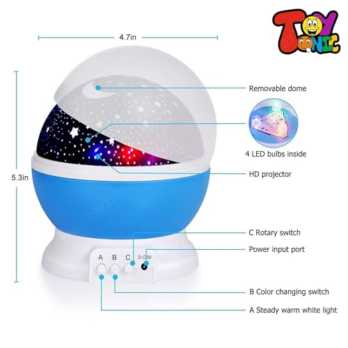 Image of TOYTONIC Star Master Galaxy Night Projector Lamp - 360 Rotating Colorful LED Ceiling Light - Starry Space Projection for Home Decoration - Amazing Design, Gift for Kids Boy Girl, Plastic, Multicolor