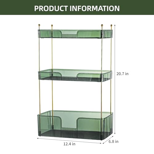 Image of Akinbas 3 Tier Bathroom Organizer Countertop Makeup Perfume Tray Skincare Organizer for Bathroom Dresser Vanity (Green)