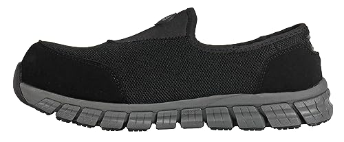 HOSS Meteorite Men's Composite Toe Electrical Hazard Slip-On Athletic Work Shoe, Black, Size 10(W)2