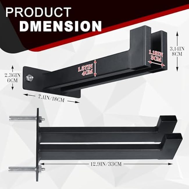 Olympic Barbell Hanger,Garage Gym Bar Wall Rack,Vertical Barbell Mount Rack, Gym Rack Organizer, Home Gym Accessories Hanger, Wall Mount Hooks for Olympic Barbells