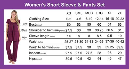 Pajamamania Women's Stretchy Knit Short Sleeve Oversized Top And Pants Pajama Set, Pj Set - Burgundy, Medium #TOP4