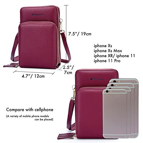 MAYMOONER Cell Phone Purse for Women, Small Crossbody Bag PU Leather with Card Slots Multiple Zipper Closure2