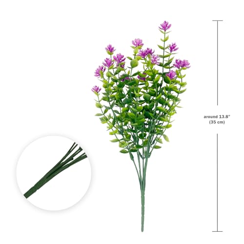 Satefello 6 Bundles Artificial Flowers for Outdoors,UV Resistant Realisic Fake Plastic Plants Artificial Shrubs Fall Flowers Decor of Vase and Outside Window Box, Ferns Plants for Planter-Rosy — view 2