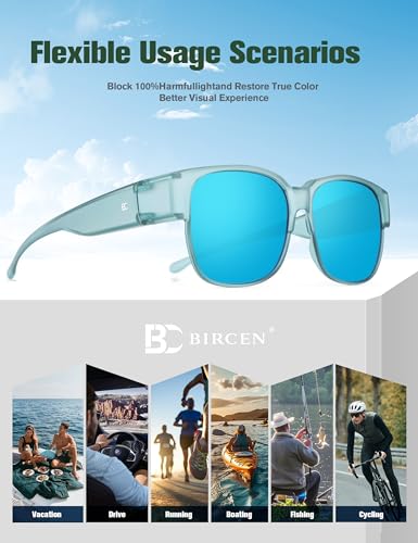 Image of Bircen Polarized Mens Sunglasses: UV Protection Black Blue Shades for Men Sport Driving with Al-Mg Metal Frame