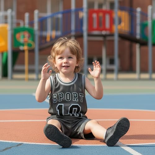 Image of Volunboy Kids Sports Shorts Sets Boys Jerseys Tracksuit 2 Piece Basketball Performance Tank Top and Mesh Shorts Set