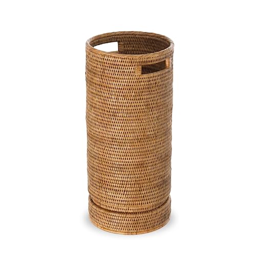 KOUBOO La Jolla Rattan Umbrella Stand, Handmade, Honey Brown, Umbrella Holder, Sturdy, Walking Sticks, Canes, Entryway, Mudroom, Office, Dip Tray, Home Decor