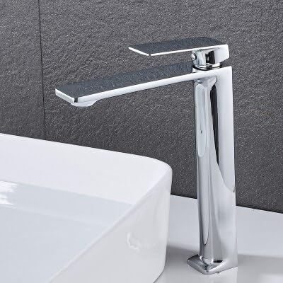 Robinet cascade de lavabo haut chromé mitigeur eau chaude et froide pour salle de bain moderne