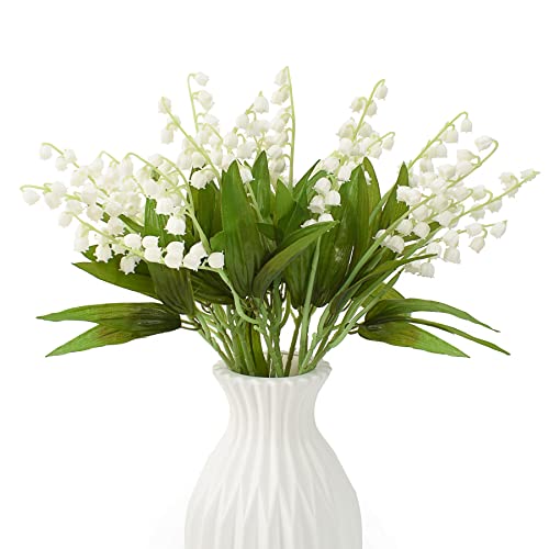 HUIANER 16PCS Artificial Lily of The Valley Flowers with Long Stem