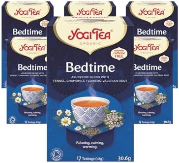 Yogi Tea, Bedtime, Organic Herbal Tea, Naturally Caffeine Free, Blend of Fennel, Chamomile Flowers and Valerian Root, 6 Packs x 17 Tea Bags (102 Teabags Total)