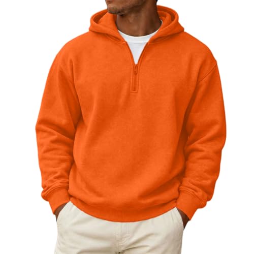 Zip Up Hoodies for Men 1/4 Zip Classic Big and Tall Fleece Fall Sweatshirt
