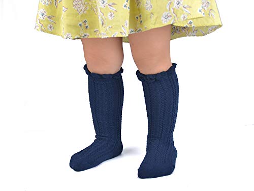 Image of Epeius Baby Girls Boys Cotton Uniform Knee High Socks Tube Ruffled Stockings (Pack of 3 /5)