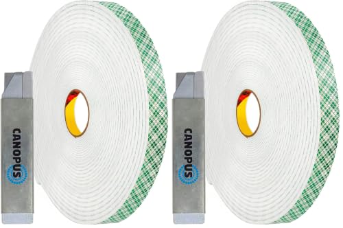 Image of CANOPUS Double Sided Foam Tape for Craft and Card Making Projects, Heavy Duty Adhesive Mounting Tape 4016 (0.5in x 36yd) (Pack of 2)