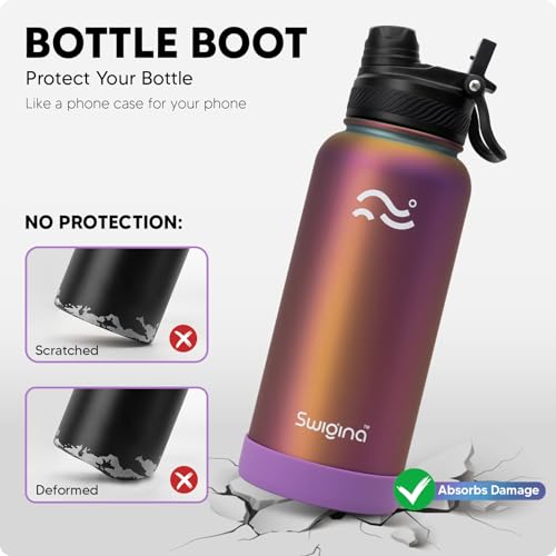 Image of Swigina Insulated Water Bottle with Boot (Keep 36 hrs Cold) BPA Free, 32 oz
