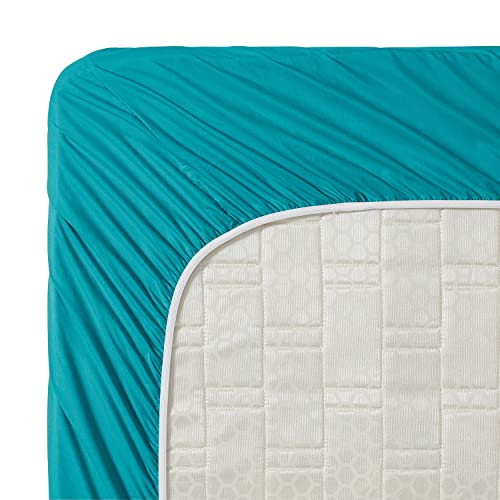 Image of Clara Clark Fitted Sheet, Extra Deep Pocket Fits Deep Mattress, Luxury Soft Fitted Sheet Only, Queen Teal