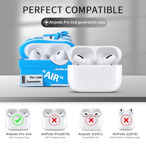 Image of [2Pack] Gedicht for Apple Airpods Pro Case Cover, Cute Cartoon Shoe Box Soft Silicone Protective Cases for AirPods Pro 1st Generation Case with Keychain for Women Men, Red+Blue
