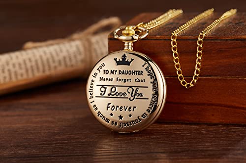 Gorben Bronze Engraved Pocket Watch To Daughter I Love You Gifts From A Mom Dad Birthday Gift Fob Watches Chains #TOP3