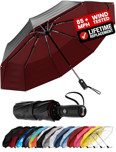 REPEL Windproof Travel Umbrella - Compact & Withstands Winds up to 85MPH, Strongest Premium Auto Folding Umbrella for Rain and Sun - Durable, Light & Portable for Women & Men, Fits Backpack & Cars