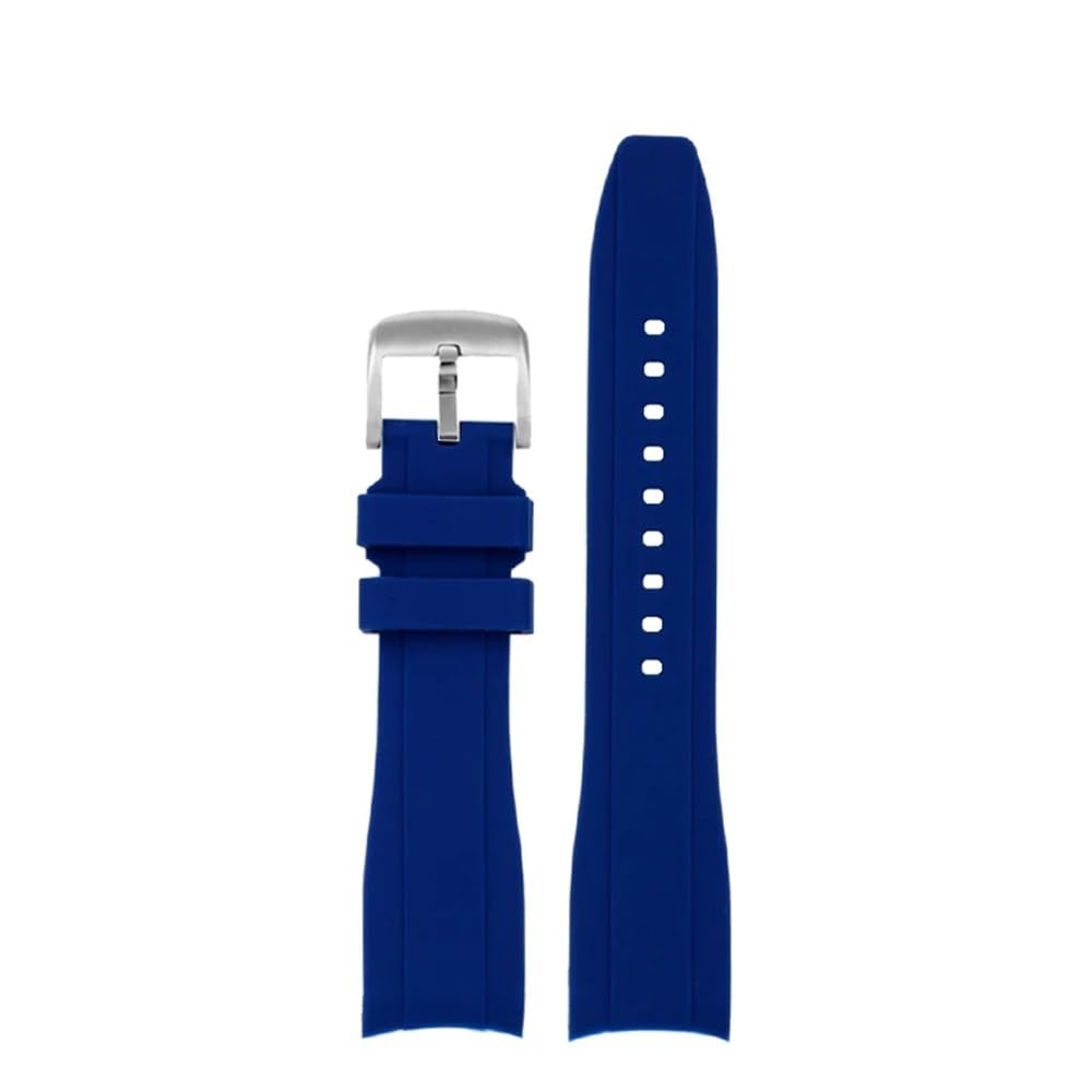Hutbuveaw Men's Blue Sk Curved End Silicone Rubber Watch Strap For Rolex Water Ghost For Seiko For Citizen For Tissot 20Mm 22Mm Universal Wristband(,24Mm)