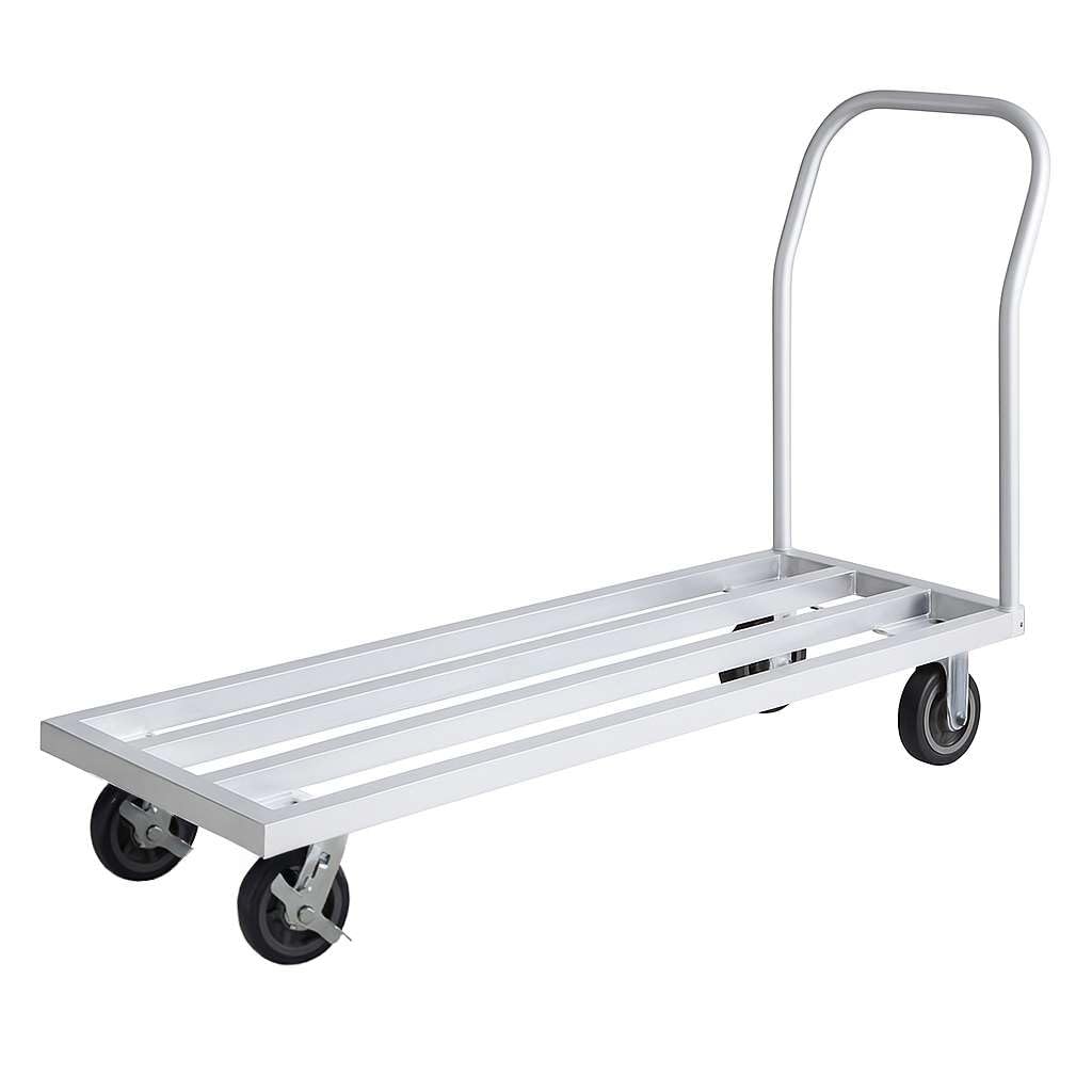 Mobilny aluminiowy stojak do przechowywania 50 x 152 cm, nośność 725 kg, wytrzymała platforma do przechowywania na kółkach z uchwytem i kółkami, certyfikowany przez NSF aluminiowy stojak do kuchni