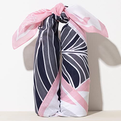 Musubism Furoshiki Unique & Stylish All In One Japanese Hand-Printed Wrapping Cloth│Use As Scarf, Handbag, Bento Box Wrapping Fabric, Bottle Carry Wrap, Gift Wrap & Tapestry│100% Cotton (Pink) #TOP6