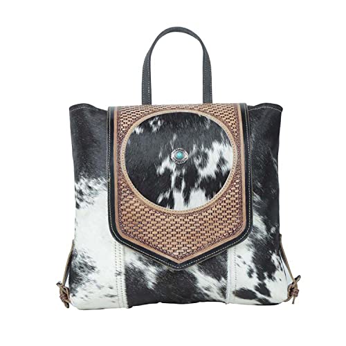 Myra Bag Western Canvas Backpack Bag for Women - Upcycled Hairon Leather Bag Garnate