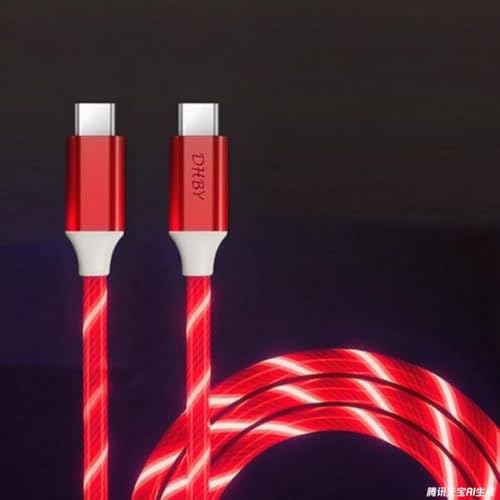 Image of USB Type C to Type C PD Fast Charging Cable Phone Charger High Data Speed Visible Light Up Red Current Flowing for All USB C Device-39Inches Red