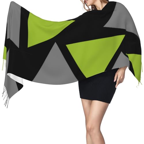 Dyale Triangles Lime Green Black Gray Cashmere Fringe Scarf Autumn And Winter Silk Scarves Are Super Soft And Warm - Fashion Accessory Ideal Gift3