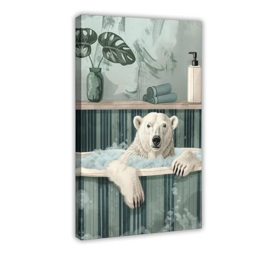 Tableau ours polaire bain pétillant pour égayer un mur vide de salon