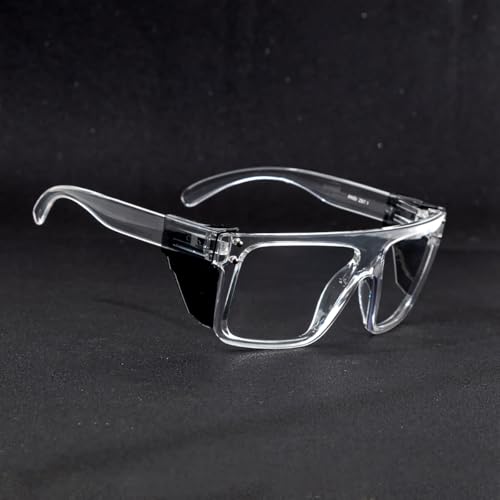 Image of Offray UV400Transition Photochromic Safety Glases Light to Dark Grey Lenses ANSI Z87 Impact Approved Wraparound Style Frame (Clear)