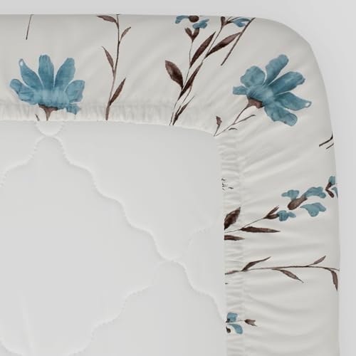 Image of HUESLAND by Ahmedabad Cotton 144 TC Cotton Elastic Fitted Bedsheet for Single Bed with 1 Pillow Cover | 36 x 78 inches