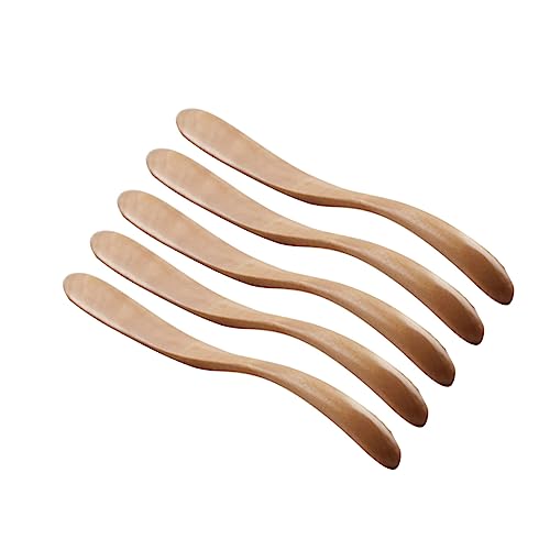 HOLIDYOYO Elegant Wooden Butter Knife 5pcs Natural Wood Cheese Butter Spreader Easy to Use