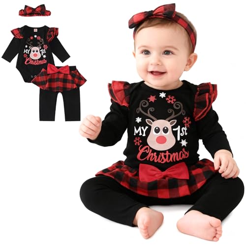 Asmea Vestito Natale Neonata il Mio Primo Natale Completo Natalizio