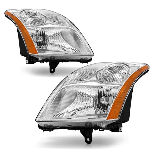 Image of Headlight Assembly for Nissan Sentra 2007 2008 2009 Headlight /Fit 2008 Sentra Sedan 4 Door Headlamp Chrome Housing Amber Reflector Replacement Left and Right Pairs(NO Bulbs)