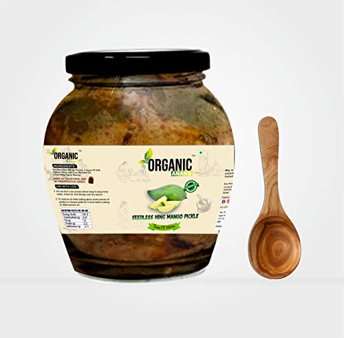 Image of Organic Anand Homemade Seedless Hing Mango Pickles 350gram Oil-free Traditional Khatta Aam ka Achar, No preservative
